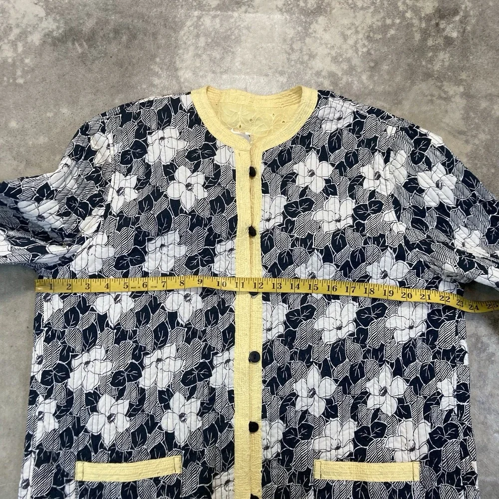 Provence Damour Reversible Jacket Womens XL Yellow Floral Quilted Cotton